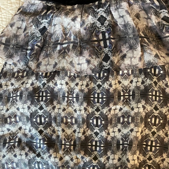 theyskens’ theory Velvet Trim Print Gathered Silk Sleeveless Dasha Dress Size 4 - Picture 3 of 6